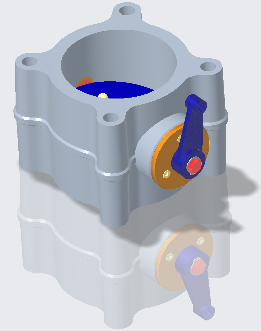 Isometric view of the Creo throttle valve assembly