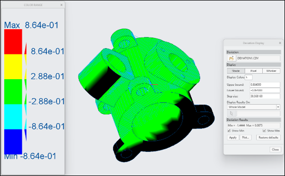 Creo solid model reconstructed from a supplied point cloud